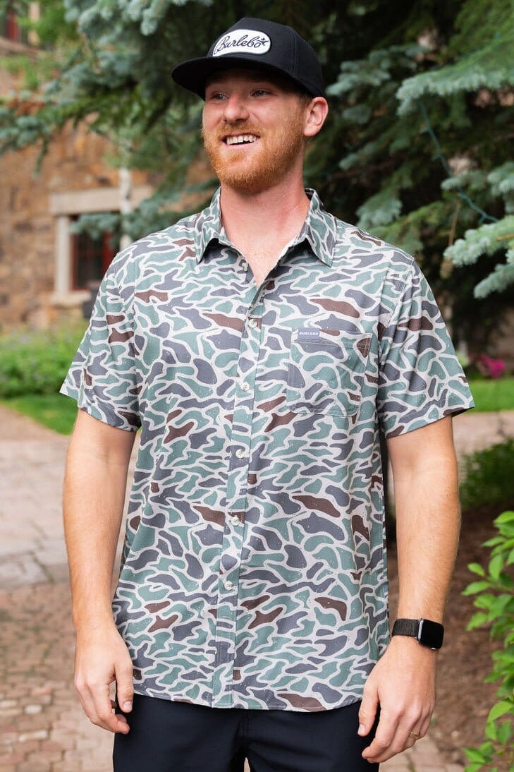 Performance Button Up Retro Duck Camo BURLEBO