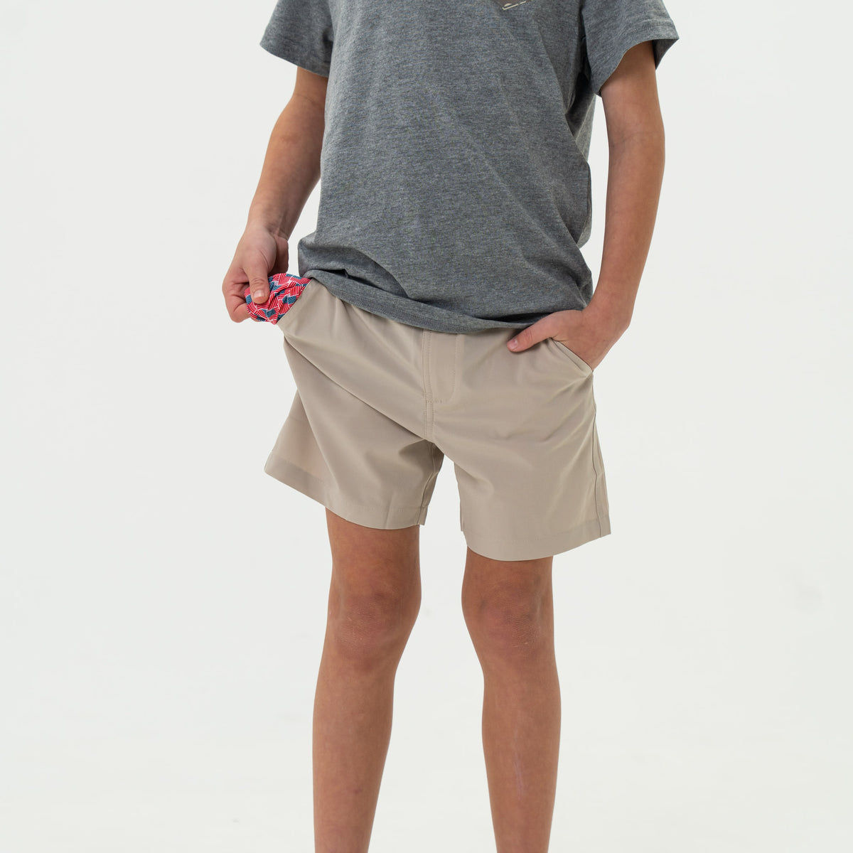 Youth Everyday Short - Light Khaki - American Flag Pocket