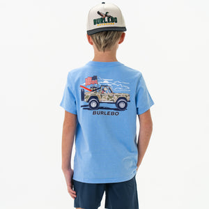 Youth Tee - Camo Beach Cruiser - Heather Periwinkle