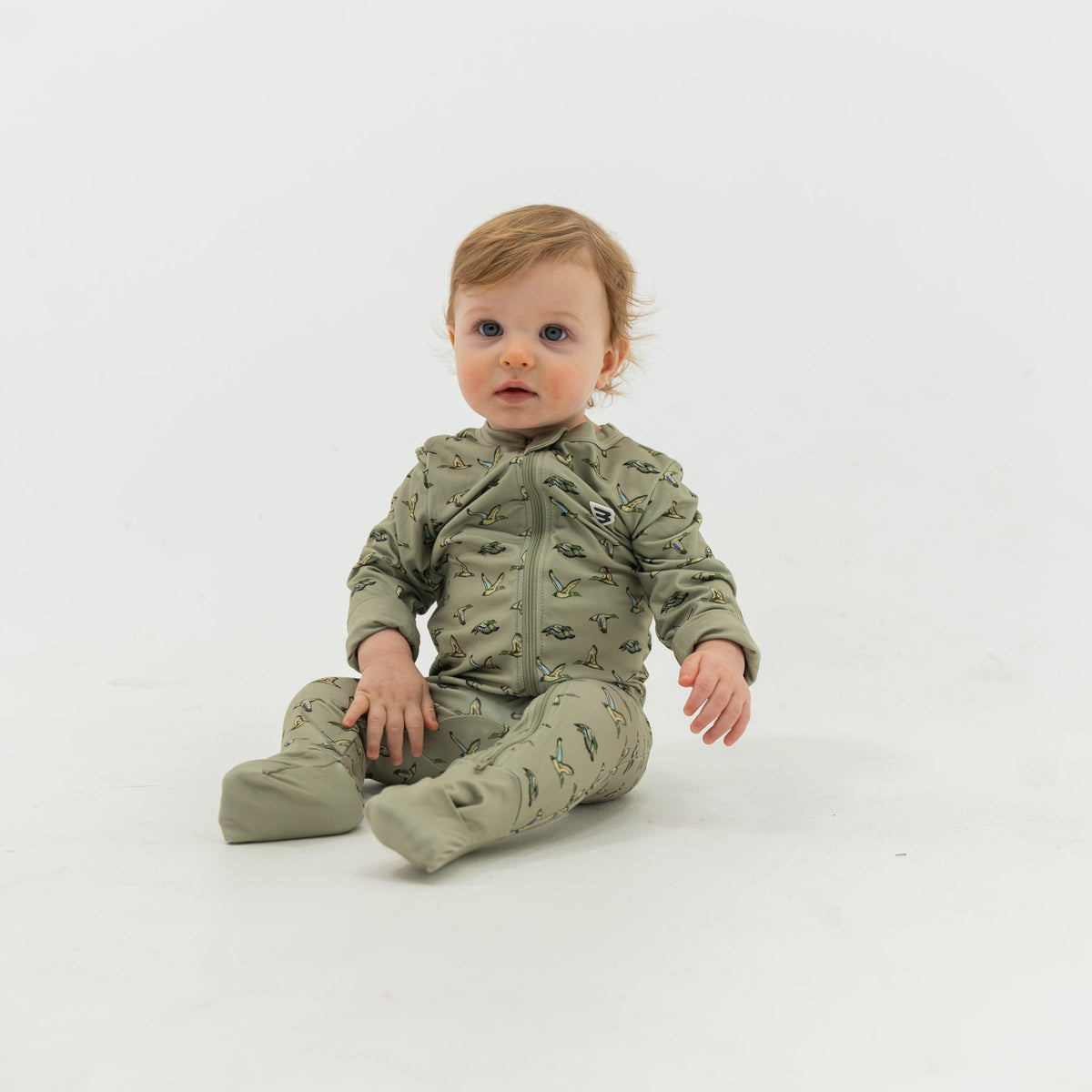 Baby Zip Up - Flying Ducks Green