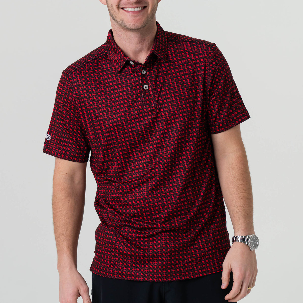 Performance Polo - Texas Black & Red