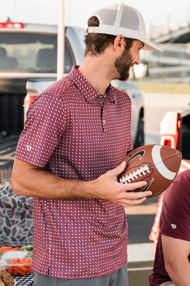 Performance Polo - Texas Maroon & Grey - BURLEBO