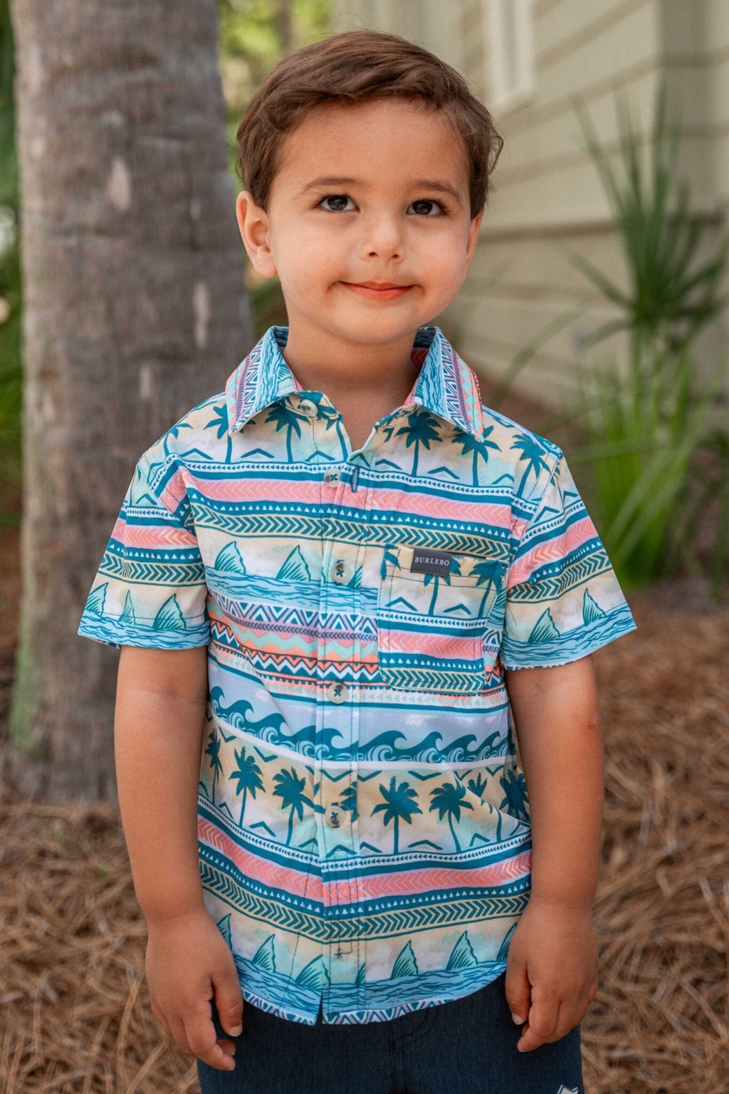 Youth Performance Button Up - Palms and Fins – BURLEBO